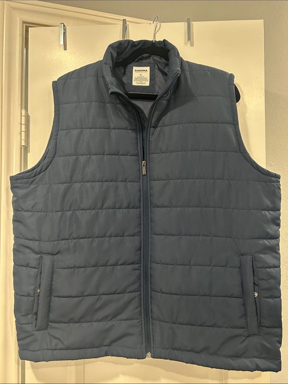 Sonoma Men's Quilted Slate Blue Puffer Vest with Full Zip